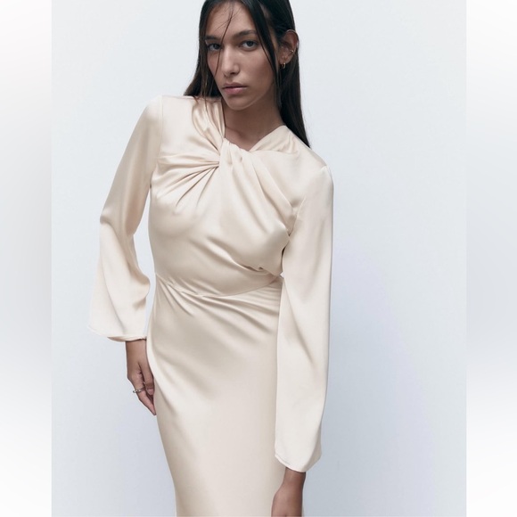 Zara Dresses & Skirts - Zara Open Back Satin Effect Dress